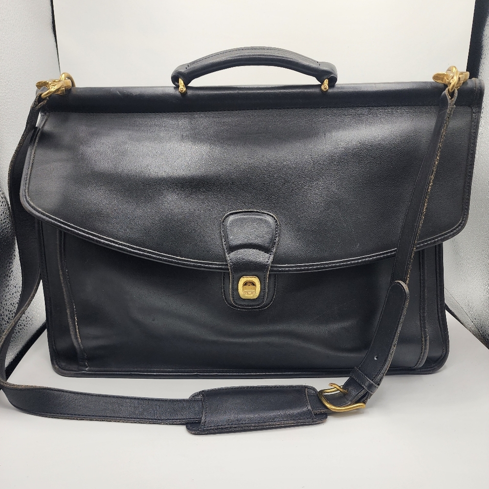 Vintage Coach Beekman Briefcase/Messenger Bag Black Leather M6C-5266 Made in USA